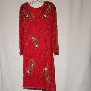 Beautiful red hand beaded dress sz small